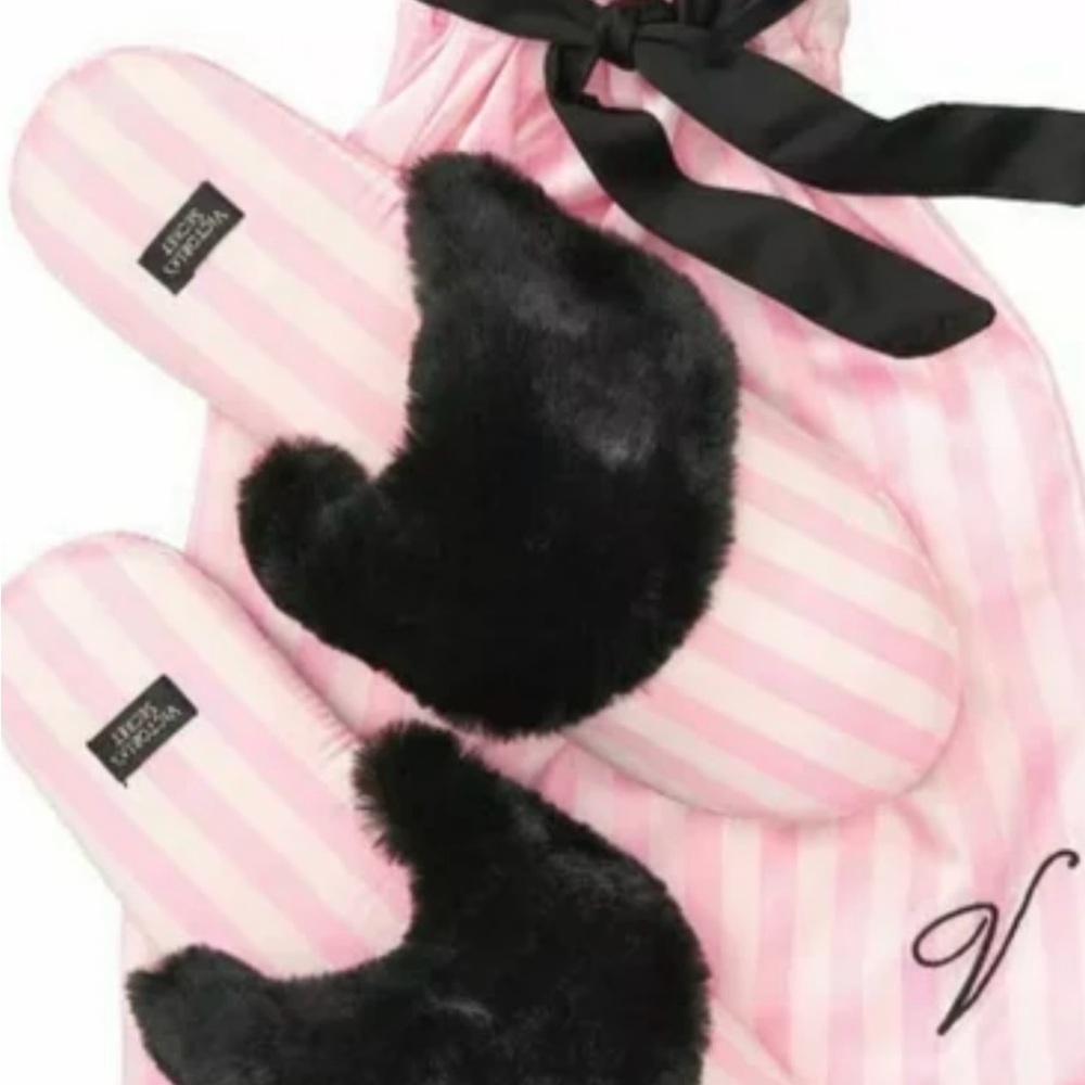 Victoria's Secret Vintage Classic Pink and White Striped Slippers size 7/8 NWT